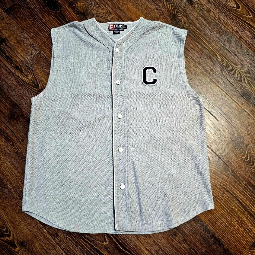 Chaps Ralph Lauren Vintage Shirt Mens Large Gray Baseball Sportswear Classic